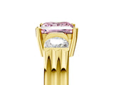 Yellow gold Three-Stone Fancy Pink Princess Cut Cut Classic Band Prong Setting Ring_5