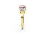 Yellow gold Three-Stone Fancy Pink Princess Cut Cut Diamond Engagement Ring with Flat Band and Four-Prong Setting_14