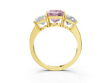 Yellow gold Three-Stone Fancy Pink Princess Cut Cut Diamond Engagement Ring with Flat Band and Four-Prong Setting_15