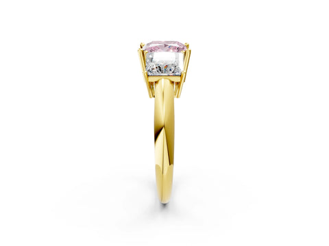 Yellow gold Three-Stone Fancy Pink Princess Cut Cut Diamond Engagement Ring with Prong Setting on a White Gold Band_38
