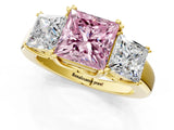 Yellow gold Three-Stone Fancy Pink Princess Cut Cut Diamond Ring with Channel Set Band and Four-Prong Setting_25