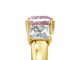 Yellow gold Three-Stone Fancy Pink Princess Cut Cut Diamond Ring with Channel Set Band and Four-Prong Setting_29