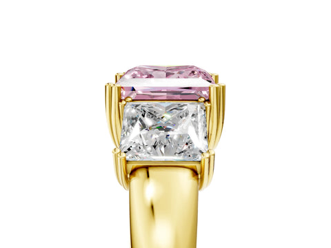 Yellow gold Three-Stone Fancy Pink Princess Cut Cut Diamond Ring with Channel Set Band and Four-Prong Setting_5