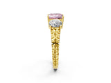 Yellow gold Three-Stone Fancy Pink Princess Cut Cut Diamond Ring with Channel-Set Band and Prong Setting_2