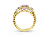 Yellow gold Three-Stone Fancy Pink Princess Cut Cut Diamond Ring with Channel-Set Band and Prong Setting_3