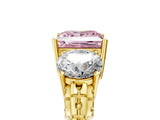 Yellow gold Three-Stone Fancy Pink Princess Cut Cut Diamond Ring with Channel-Set Band and Prong Setting_5