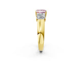 Yellow gold Three-Stone Fancy Pink Princess Cut Cut Diamond Ring with Prong Setting and Classic Band_2