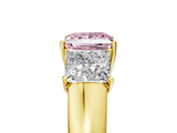 Yellow gold Three-Stone Fancy Pink Princess Cut Cut Diamond Ring with Prong Setting and Classic Band_5