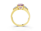 Yellow gold Three-Stone Fancy Pink Princess Cut Cut Diamond Ring with Trillion Side Stones on a Split Shank Band_3
