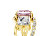 Yellow gold Three-Stone Fancy Pink Princess Cut Cut Diamond Split Shank Prong Set Ring_17