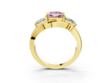 Yellow gold Three-Stone Fancy Pink Princess Cut Cut Diamond Split Shank Prong Set Ring_3