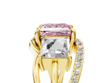 Yellow gold Three-Stone Fancy Pink Princess Cut Cut Diamond Split Shank Prong Set Ring_5