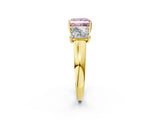 Yellow gold Three-Stone Fancy Pink Princess Cut Cut Solitaire Ring with Classic Prong Setting_2