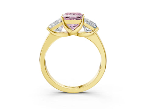 Yellow gold Three-Stone Fancy Pink Princess Cut Cut Solitaire Ring with Classic Prong Setting_3