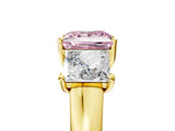 Yellow gold Three-Stone Fancy Pink Princess Cut Cut Solitaire Ring with Classic Prong Setting_5