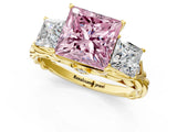 Yellow gold Three-Stone Fancy Pink Princess Cut Diamond Braided Band Ring with Four-Prong Setting_34