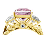 Yellow gold Three-Stone Fancy Pink Princess Cut Diamond Braided Band Ring with Four-Prong Setting_37