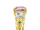 Yellow gold Three-Stone Fancy Pink Princess Cut Diamond Braided Band Ring with Four-Prong Setting_38