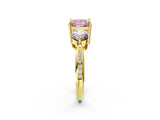 Yellow gold Three-Stone Fancy Pink Princess Cut Diamond Channel Set Engagement Ring with Prong Setting_14