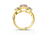 Yellow gold Three-Stone Fancy Pink Princess Cut Diamond Channel Set Engagement Ring with Prong Setting_15