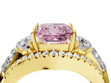 Yellow gold Three-Stone Fancy Pink Princess Cut Diamond Engagement Ring with Pave Band and Prong Setting_4