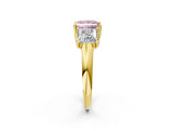 Yellow gold Three-Stone Fancy Pink Princess Cut Diamond Engagement Ring with Prong Setting_5