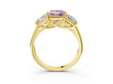 Yellow gold Three-Stone Fancy Pink Princess Cut Diamond Engagement Ring with Prong Setting_6