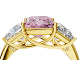 Yellow gold Three-Stone Fancy Pink Princess Cut Diamond Engagement Ring with Prong Setting_7