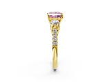 Yellow gold Three-Stone Fancy Pink Princess  Cut Diamond Pavé Band with Four-Prong Setting_2