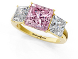 Yellow gold Three-Stone Fancy Pink Princess  Cut Diamond Ring with Channel-Set Band and Four-Prong Setting_17