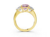 Yellow gold Three-Stone Fancy Pink Princess  Cut Diamond Ring with Channel-Set Band and Four-Prong Setting_19