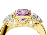 Yellow gold Three-Stone Fancy Pink Princess  Cut Diamond Ring with Channel-Set Band and Four-Prong Setting_20