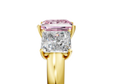 Yellow gold Three-Stone Fancy Pink Princess  Cut Diamond Ring with Channel-Set Band and Four-Prong Setting_21