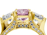 Yellow gold Three-Stone Fancy Pink Princess  Cut Diamond Ring with Channel-Set Band and Four-Prong Setting_37