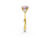 Yellow gold Three-Stone Fancy Pink Princess  Cut Diamond Ring with Pear Side Stones in Four-Prong Setting_2