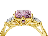 Yellow gold Three-Stone Fancy Pink Princess  Cut Diamond Ring with Pear Side Stones in Four-Prong Setting_4