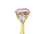Yellow gold Three-Stone Fancy Pink Princess  Cut Diamond Ring with Pear Side Stones in Four-Prong Setting_5