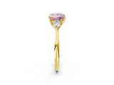 Yellow gold Three-Stone Fancy Pink Princess Cut Diamond Ring with Pear  Side Stones in Four-Prong Setting_50