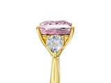 Yellow gold Three-Stone Fancy Pink Princess Cut Diamond Ring with Pear  Side Stones in Four-Prong Setting_53