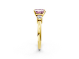 Yellow gold Three-Stone Fancy Pink Princess  Cut Diamond Solitaire with Prong Setting and Classic Band_2