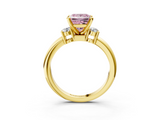 Yellow gold Three-Stone Fancy Pink Princess  Cut Diamond Solitaire with Prong Setting and Classic Band_3