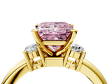 Yellow gold Three-Stone Fancy Pink Princess  Cut Diamond Solitaire with Prong Setting and Classic Band_4