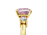 Yellow gold Three-Stone Fancy Pink Princess  Cut Diamond Solitaire with Prong Setting and Classic Band_5