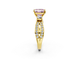 Yellow gold Three-Stone Fancy Pink Princess  Cut Diamond Twist Band with Prong Setting_2