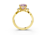 Yellow gold Three-Stone Fancy Pink Princess  Cut Diamond Twist Band with Prong Setting_3