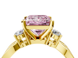 Yellow gold Three-Stone Fancy Pink Princess  Cut Diamond Twist Band with Prong Setting_4