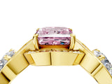 Yellow gold Three-Stone Fancy Pink Princess Cut Diamond Wave Pave Band with Prong Setting_10