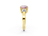 Yellow gold Three-Stone Fancy Pink Princess  Cut Solitaire Ring with Prong Setting_5