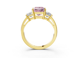 Yellow gold Three-Stone Fancy Pink Princess  Cut Solitaire Ring with Prong Setting_6