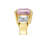 Yellow gold Three-Stone Fancy Pink Princess  Cut Solitaire Ring with Prong Setting_8